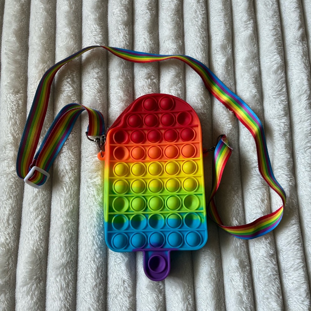 Rainbow Ice Cream Pop It Crossbody Purse Bag